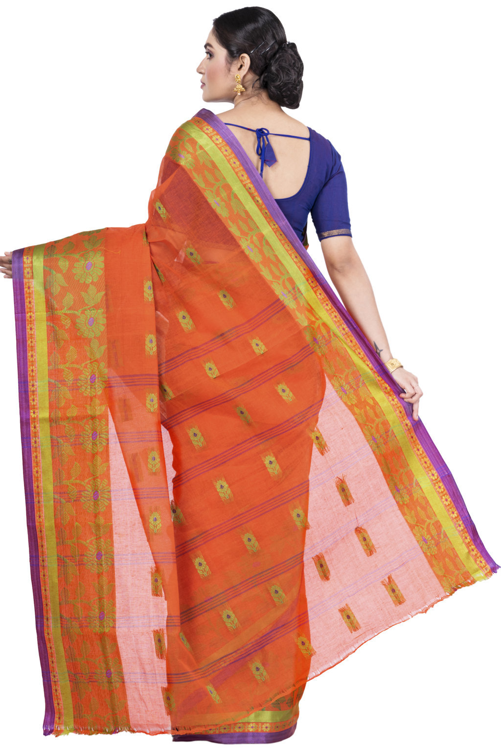 Orange Pure Cotton Fultop_Tant Tant Saree (853)